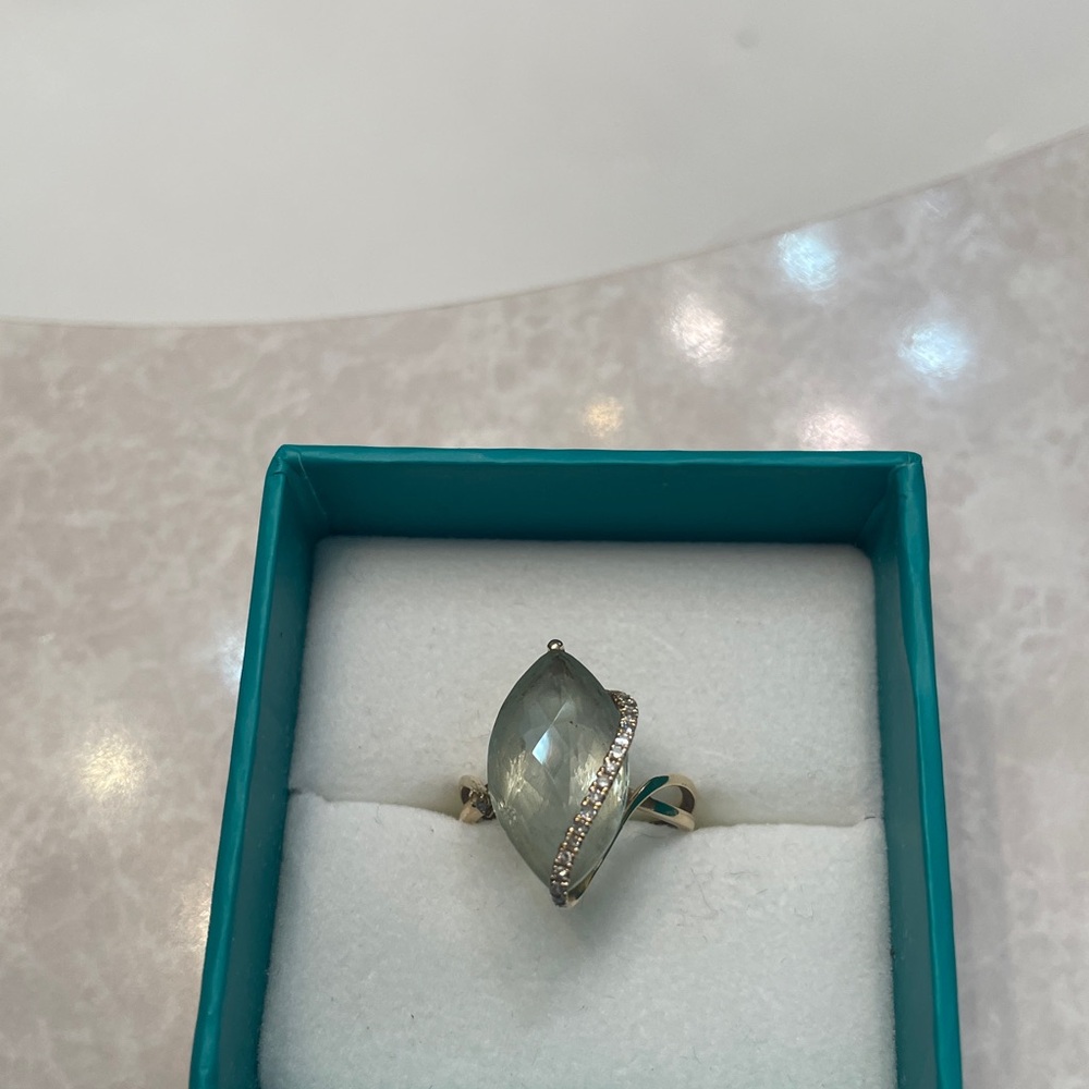 Effy Gold Ring with Green Gemstone and Diamond Accents - Picture 6 of 15
